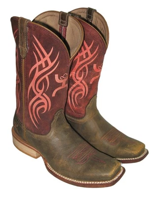 Botas de caubói Twisted-X Western vermelho rubi Wm tamanho 6.5 B biqueira quadrada angústia + sola de couro - Imagem 1 de 4