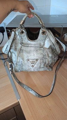 Vintage Y2K Gray Guess monogram studded Faux Snakeskin Hand bag Crossbody  - Image 1 of 4