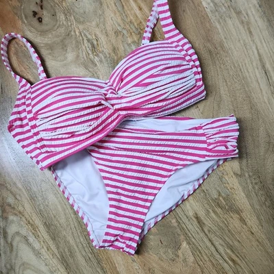  Nip Tuck Bikini Womens Size 10 Pink And White Stripe Full Coverage   - Image 1 of 4