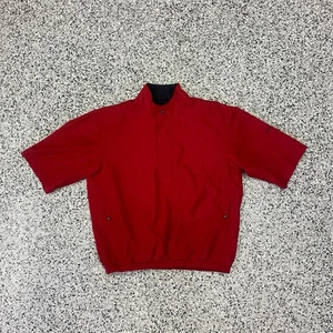 Vintage Y2K DryJoys FootJoy Size M 1/4 Zip Red Short Sleeve Windbreaker Jacket - Picture 1 of 5