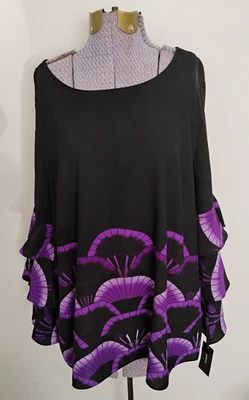 Blusa Top Para Mujer Alfani Negra Púrpura Fan Art Para Usar Pullover XL NUEVA CON ETIQUETAS Foto 1 de 4