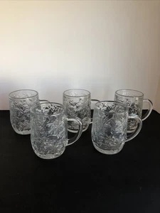 5 Princess House Fantasia Kaffeetassen klar Weihnachtsstern Kristallglas Set Vintage - Bild 1 von 5