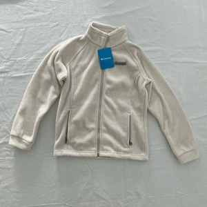 Columbia Kids Full-Zip Fleece Jacket Ivory Beige Soft Warm, Size Medium - Picture 1 of 5