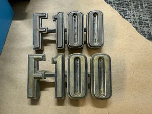 73-77 Ford Truck F100 Metal Fender Emblems Pair OEM 1973-1977 - Picture 1 of 4