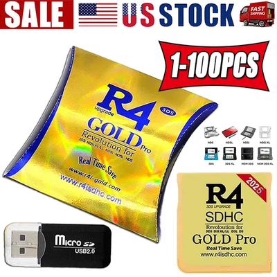 2025 Version R4 Gold Pro SDHC R4i For DS/3DS/2DS Revolution Cartridge + USB - Image 1 of 4