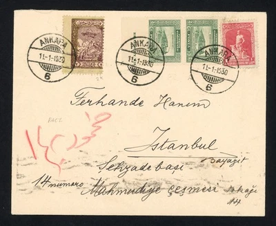 1930 Turkey Cover To Istanbul Ankara 6k Plus 2k Aviation Fund to Istanbul VF - Image 1 of 3