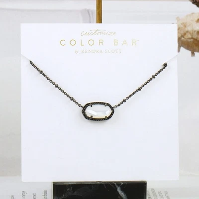 Kendra Scott Elisa Satellite Ivory Pearl Necklace Gunmetal Plated - Image 1 of 4