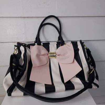 Betsey Johnson Duffle Weekender Travel Bag With Pink Bow - Image 1 of 4