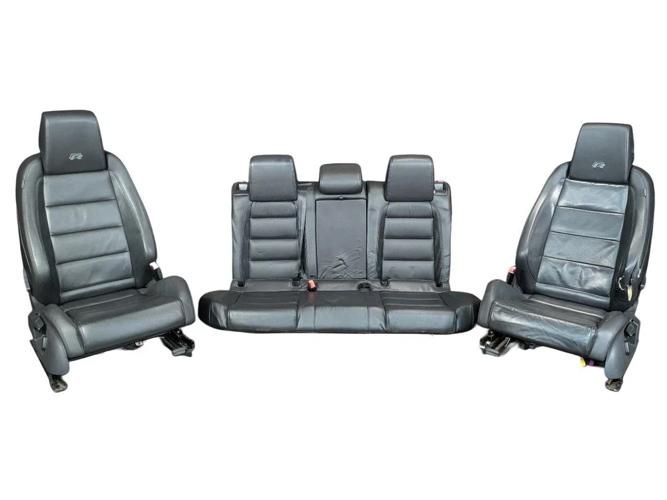 2012 2013 Volkswagen Golf R черный кожаный комплект сидений спереди и сзади ** износ чехла ** - Изображение 1 из 4