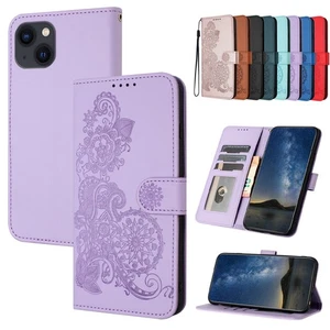 For Motorola G Play G Power G Stylus 2024 Floral Embossed Wallet Flip Case Cover - Picture 1 of 20