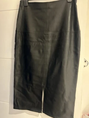 Warehouse Faux Leather black Midi Skirt Size 10 BNWOT   - Image 1 of 3