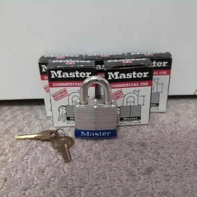 Lot of 6 Master Lock No.3 1.5 inch Commercial Padlock Keyed Alike