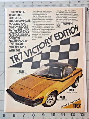 TRIUMPH TR7 Victory Edition Sports Car Print Ad Poster Art Magazine Page 1975 - Image 1 of 2