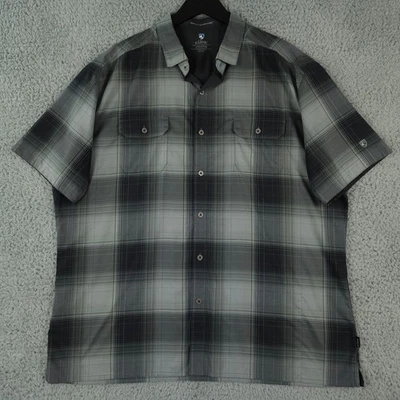 Kuhl Response Shirt Mens XXL 2XL Gray Black Plaid Short Sleeve Button Up Hiking - Image 1 of 4