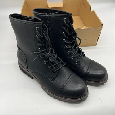B.O.C Combat Boots Women's 9.5 M Black Faux Leather Boots  - Image 1 of 4