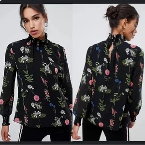 Blusa Ted Baker Taalia Florence Floral Calada EE. UU. Talla 6 - Imagen 1 de 4
