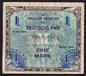 Germany 1 Mark 1944 Old WWII Paper Money Banknote Currency Pick 192a VF - Picture 1 of 2