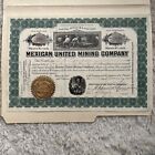 1908 Mexican United Mining Company Stock Certificate 125 Shares