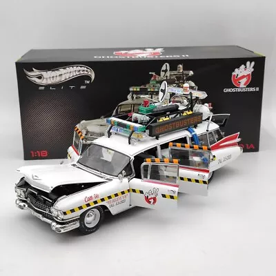 HOT WHEELS X5470 1/18 Cadillac Ghostbusters II ECTO 1A Elite Diecast Model Car - Image 1 of 4