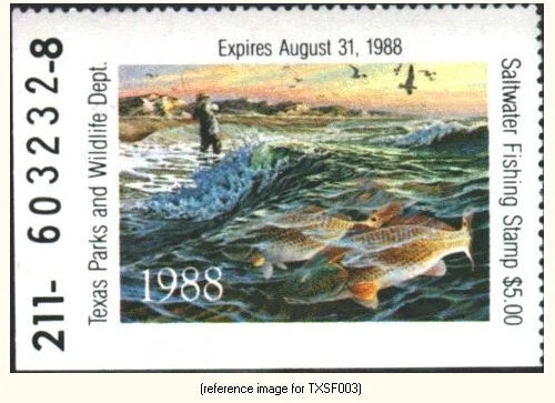 D2K Texas Saltwater Fishing 1987-8 $5.00 (Redfish) - Image 1 of 1