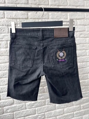 Gucci Logo Black Cut Denim Shorts Women's Size 36 - Image 1 of 4