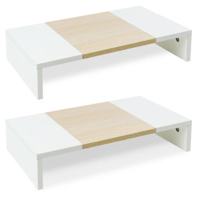 Monitor Stand Riser-2 Pack,Wood PC/Printer/Laptop Riser for Desk White and Maple - Image 1 of 4