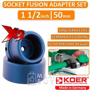Socket Fusion Welding Adapter Set for Plastic Pipes 1 1/2 inch (50mm) x 2pcs - Picture 1 of 5