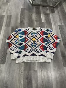 Vintage Boston Traders knitted sweater size large mens colorful - Picture 1 of 5