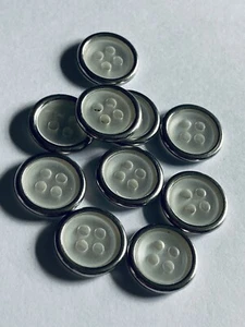 12mm 18L Shell Effect Silver Metal Eyelet Buttons Pack Sizes 10/20/50/100 - Picture 1 of 3