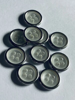 12mm 18L Shell Effect Silver Metal Eyelet Buttons Pack Sizes 10/20/50/100 - Image 1 of 3