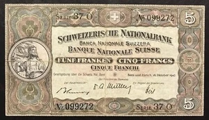 svizzera suisse switzerland 5 francs franken franchi 1947 LOTTO 4724 - Picture 1 of 2