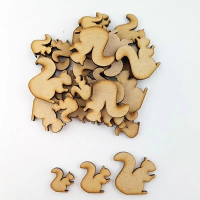 JUSTWOOD 20 x Scoiattolo in legno MDF forma artigianale decorazione abbellimenti asilo baby tree