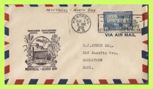 Kanada 1939 Trans-Canada Luftpost Flugbrief, Montreal- North Bay, Gütesiegelbrief - Bild 1 von 1