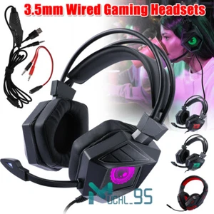 LED Auriculares con mic para juegos con cable de 3.5mm para PS4 PS5 PC Laptop US - Picture 1 of 59