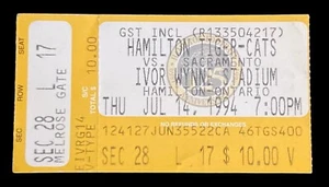 Hamilton Tiger Cats Ticket Stub July 14 1994 Vs Sacramento CFL - Imagen 1 de 2