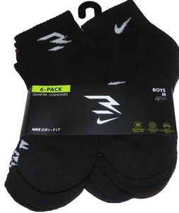 ~6 NWT Boys NIKE Dri-Fit Quarter Crew Socks! Sock Size 9-11 Shoe Size 5Y-7Y~ - Picture 1 of 3