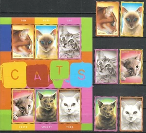 GUYANA - 2001 Hoja de recuerdos ""GATOS"" ¡Estampada sin montar o nunca montada!¡! - Imagen 1 de 1