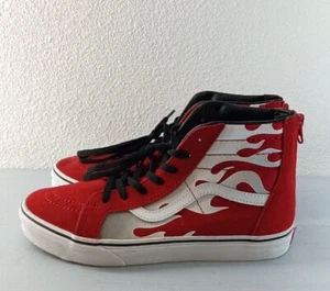 Vans Sk8 Hi Leather Retro Flames Men's Red High Top Shoes Sneakers Sz 6.5 - Picture 1 of 11