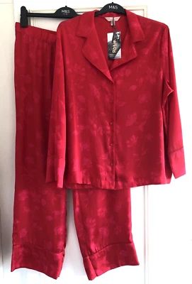 M&S Rosie for Autograph Red Floral Satin Pyjamas Set 14 16 18 & 22 BNWT - Image 1 of 4
