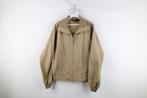 Vintage 70s 80s Members Only Mens 44 Distressed Full Zip Bomber Jacket Beige - Picture 1 of 18