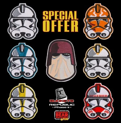 Star Wars "Buckets" Series Phase II Clone Trooper helmet embroidered patches - Image 1 of 4