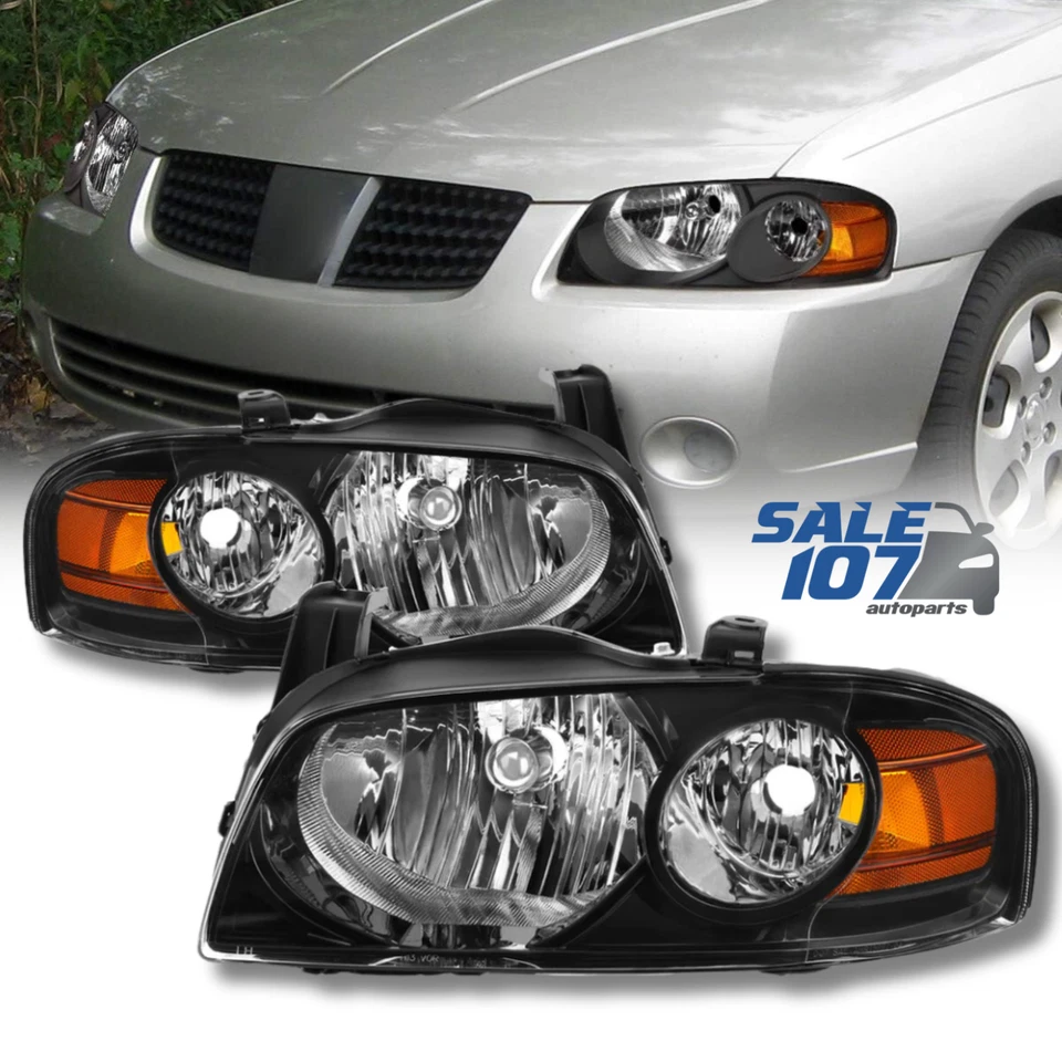 Faros transparentes para Nissan Sentra 2004-2006 carcasa negra izquierda+derecha Foto 1 de 4