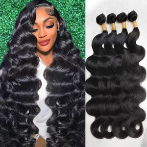 Body Wave Bundles Human Hair 4Bundles 400G 16"18"20"22" Virgin Hair Weave Wefts - Picture 1 of 9