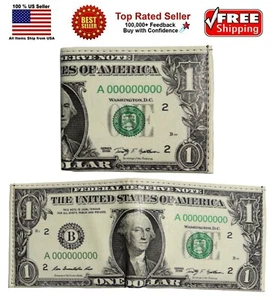 Billetera plegable doble plegable de cuero fotorrealista de $1 billete de un dólar Washington - Imagen 1 de 6