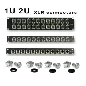 Rack Panel Steckschlüssel 19 Zoll 19" bestückt 12 24 XLR Stecker Befestigungssatz 1HE 2HE - Bild 1 von 9
