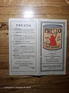 Early ad Presto Pipe opener HIBBARD SPENCER BARTLETT Chamberlain Haber Chemical - Picture 1 of 3