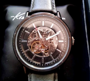 Kenneth Cole New York Automatic Self-Wind Skeleton Dress/Casual Watch Black NIB! - Picture 1 of 12
