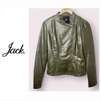 Jack by Bb dakota chaqueta moto cuero verde talla extra pequeña Foto 1 de 4