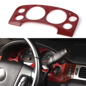 Red Carbon Fiber Dash Instrument Cluster Trim For Chevy Silverado Tahoe 2007-13 - Picture 1 of 24