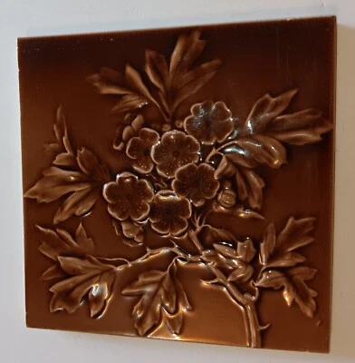 MINTON HOLLINS &Co. Victorian Antique Glazed Ceramic FIREPLACE TILE C1900 - Image 1 of 2
